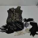 FEPITO 1920s Flapper Dresses for Women, Fringed Sequin Great Gatsby Dress for Women with 20s Accessories, Roaring 20s Costume (Small, Greenstyle 3)