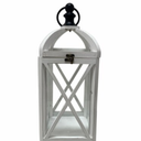 HD Designs Small Metal & Wood Lantern - White - 20 in