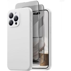 Designed for iPhone 15 Pro Max Case, Compatible with MagSafe, with 2X Privacy Screen Protectors, Full Camera Protection, Silicone Shockproof Protective Slim Phone Case 6.7", White