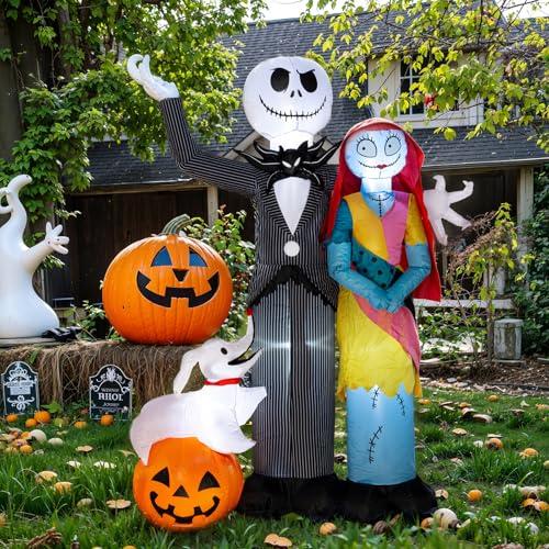 Nervure 6Ft Halloween Decoration Outdoor Inflatable - Halloween Inflatable Decorations with Skeleton Dog and Pumpkin- Blow Up Inflatables with Built-in LED Lights for Yard Garden Lawn Decor