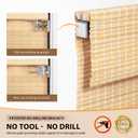 LazBlinds No Tools No Drill Cordless Bamboo Roman Shades, Privacy Window Treatment, Roll Up Bamboo Blinds for Windows 37'' W x 64'' H, Natural