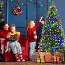 Goplus 6FT Pre-Lit Artificial Christmas Tree Auto-Spread/Close up Branches 11 Flash Modes with Multicolored 350 LED Lights & Metal Stand