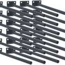 24 Pcs 10" Black Steel Floating Shelf Bracket Blind Shelf Supports - Hidden Brackets for Floating Wood Shelves - Concealed Blind Shelf Support – Screws and Wall Plugs Included