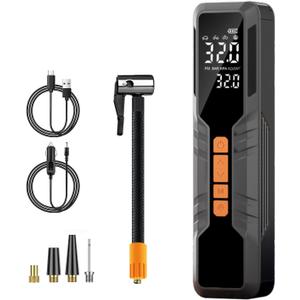 Portable Tire Inflator Air Compressor 4X Air Pump for Car Tires, 12DC Air Pump with Digital Pressure Gauge & LED Lights, 150PSI Tire Inflator for Motorcycle/Bike/Ball/Car Accessories