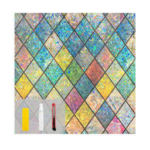 Countewol Rainbow Privacy Window Film Stained Glass Window Film That is Adhesive-Free, Residue-Free, Reusable, and Easy to Install with Tools. (Rainbow, 35.4 X 78.7 in)