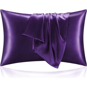 BEDELITE Satin Pillowcase with Zipper, Plum Purple Pillow Cases Queen Size Set of 2, Super Soft and Cooling Similar to Silk Pillow Cases, Gift for Women Men(20x30 Inches)