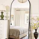Suidia Full Length Mirror, 58"x17.5" Floor Standing Mirror Freestanding, Full Body Mirrors with Stand for Bedroom, Hanging Mounted for Living Room Cloakroom, Black, Arched Style