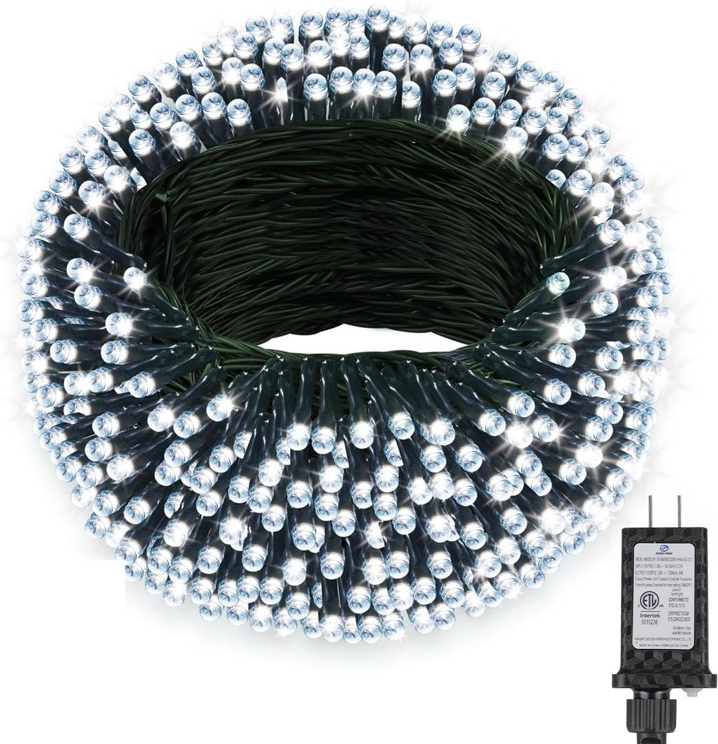 Extra Long 132FT Christmas Decorative Mini Lights, 400 LED Green Wire Fairy Starry String Lights Plug in, Timer & Memory & 8 Modes, for Indoor Outdoor Xmas Tree Wedding Party Decoration, Cool White
