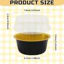SUPPHOUS Disposable Ramekins, 5oz Mini Cake Pans with Lids Aluminium Foil Baking Cups, Disposable Mini Cake Containers Creme Brulee Ramekins for Christmas Party Wedding Birthday(Black Gold)