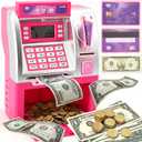 Kids Bank ATM Piggy Bank for Kids - Electronic Digital Money Counter with Code Lock - Mini ATM Machine for Real Money - Smart Savings Bank with LCD Display (Pink)
