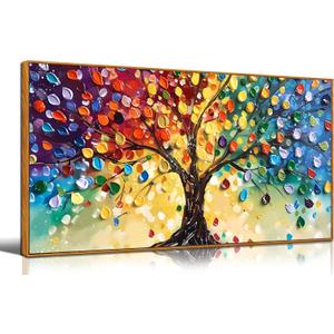 ZHAOSHOP Colorful Tree Wall Art for Living Room - Abstract Canvas Wall Art for Office - Framed Modern Wall Art for Bedroom Size 20" x 40"