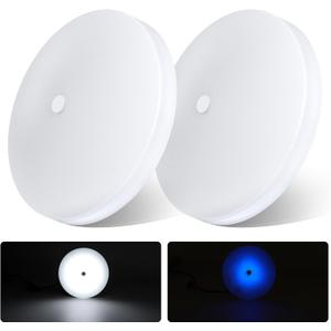 acegoo RV Ceiling Dome Light 4.5 Inch 12V Overhead LED Puck Light for Motorhome Boat Camper Trailer Truck Car, Surface Mount CRI90+ 2-Pack (5000K with Blue Nightlight)