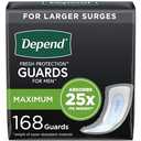 Depend Guards Incontinence Pads for Men, Maximum Absorbency, 168 Count (2 Packs of 84), Packaging May Vary
