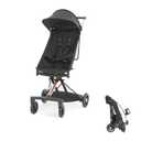 Evolur Roamer Ultra Lightweight Stroller, Compact One-Hand Self-Standing Fold Travel Stroller with 5-Point Safety Harness, Adjustable Sun Canopy, 360 Rotating Wheels with Cup Holder - Gold Black