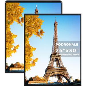 24x30 Poster Frames, 2Pcs, Plexiglass,Black Aluminum Snap Frame