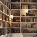 Vintage Bookshelf Lamp Rechargeable, Cordless Book Lamp with Linen Shade, Dimmable Touch Control Table Lamp, Modern Decorative Bookend, Bookshelf Lights for Office Home, Library, Study