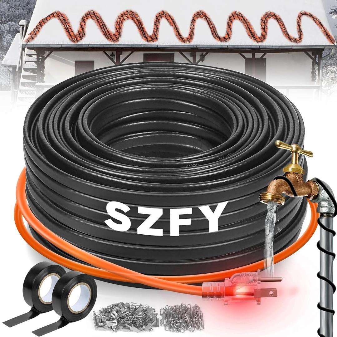 80FT Heat Tape for Water Pipes, -40F Deicing Cable,Pipe Heating Cables for Roof,GutterFarmFreeze Protetion Heat Trace Cable, Heated Water Hose,Plumbing Fixtures,120V 5W/FT