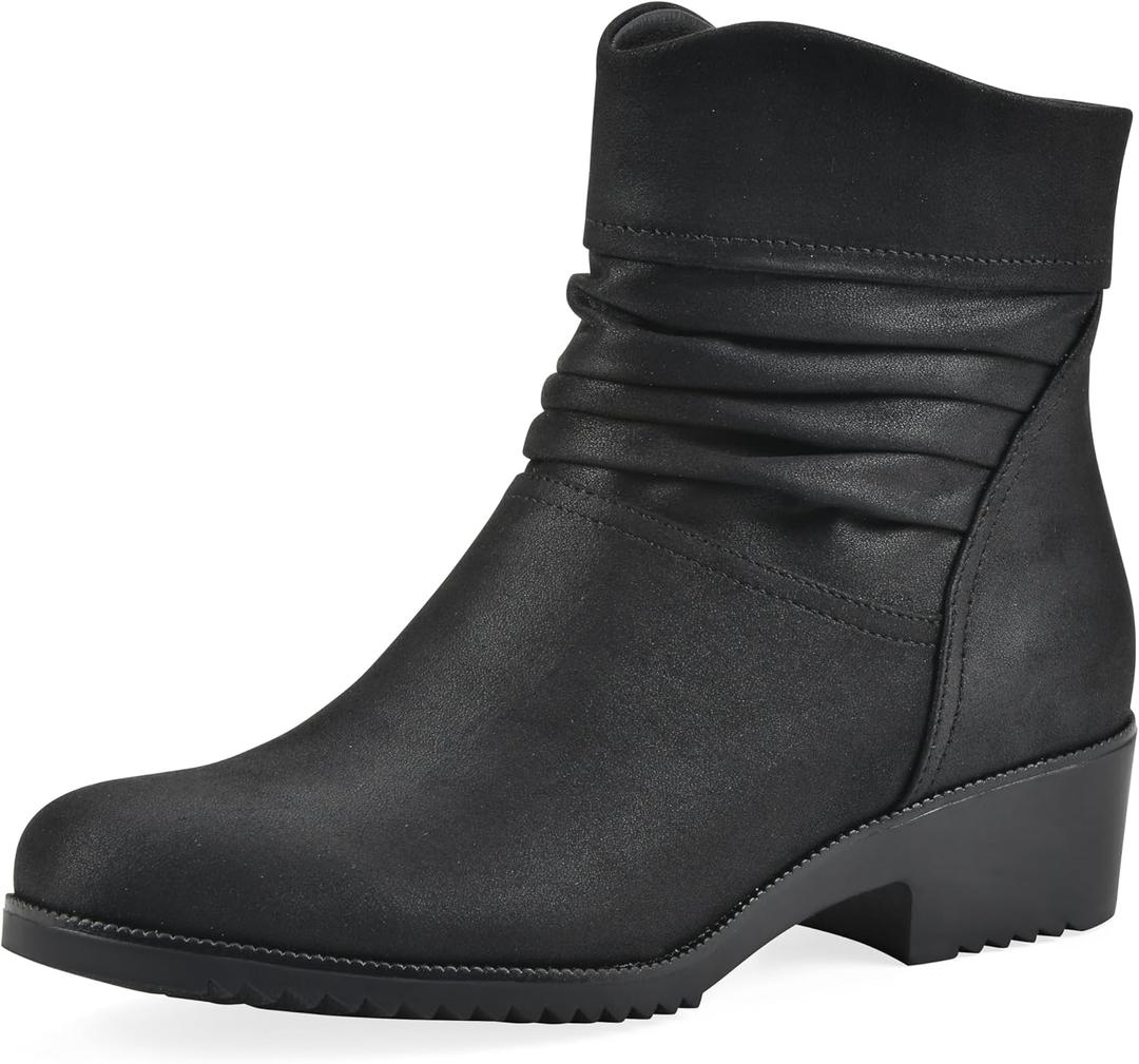 CLIFFS BY WHITE MOUNTAIN Women's Durbon Cushioned Ankle Booties (9.5, Black/Fabric)