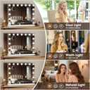 Vanity Mirror with Lights and Bluetooth, Hollywood Mirror for Desk/Wall-Mount, 3 Color Modes Light up Mirror with 15 LED Bulbs USB Charging Port and 10X Magnification, Gifts for Women, 23"X18"