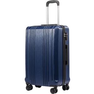 Coolife Luggage Expandable(only 28") Suitcase PC+ABS with TSA Lock Spinner 20in 24in 28in (navy, L(28IN))