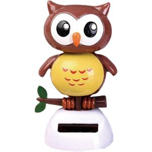 Solar Powered Toy Owl Dancing Figure, Cute Solar Dancing Shaking Head Animals for Car Dashboard Decoration and Desk Ornament (B-Brown)