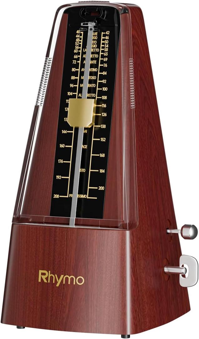 Mechanical Metronome for Piano, Guitar & Drums, Upgraded Movement, 40-208 BPM with 4 Beat Modes, Loud Clear Tempo for Beginners & Musicians, Classic Wind-Up Design, Wooden