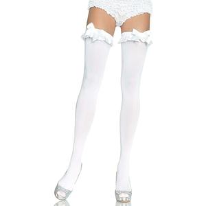 Leg Avenue Women's Opaque Thigh Highs with Satin Ruffle Trim and Bow