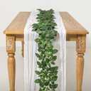 Ling's moment Artificial Patina Rose Leaf Greenery Garland - 6 Pack, Candle Vines, Splicable 2.3ft Stems for Table Centerpieces, Lantern Rings, Backdrop Floral Arrangements & Wedding Arches