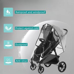 Universal Pram Rain Cover, Universal Rain Cover for Stroller with Window, Double Zip and Ventilation Holes, Free from Harmful Substances, Double Waterproof