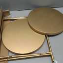 HollyHOME 2-Tier Round Gold Side Table, Outdoor Small Folding Accent Stand with Removable Tray, Anti-Rust Metal Asional Table for Balcony Patio Living Room, Nightstand for Bedroom(Gold&Grey)