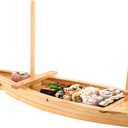 Juexica Wooden Sushi Boat Serving Tray Japanese Sushi Plate for Restaurant Sushi Tray Wood Serving Boat Plate for Food Display Home Wedding Birthday Party (Light Wood Color,28.2 Inch)