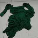 Saslax Soft Stretchy Lace Off Shoulder Doubly Split A-line Skirt Maternity Dress Pregnancy Maxi Gown for Photoshoot (Green, XL)