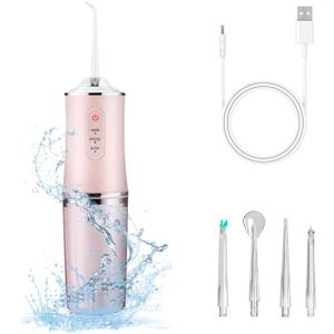 Electric Water Flosser Cordless for Teeth 3 Modes 4 Jet Tips Cleaning and Flossing Water Dental Portable Floss Irrigator Oral Water Flossed Rechargeable Tonsil Stone Travel Adults