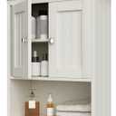 Treocho Wood Wall Cabinet, Bathroom Medicine Cabinet Storage with Doors and Adjustable Shelf, Rustic Cabinet Wall Mounted for Bathroom, Living Room, Kitchen, White & Brown (Farmhouse)