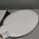 Elongated Toilet Seat Angol Shiold Quiet-Close Molded Wood Toilet Seat with Non-Slip Adjustable Hinges, Anti-Pinch Bumpers, Easy Install & CleanWhite, Elongated 18.5''