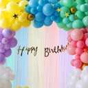 Tatuo Pastel Rainbow Backdrop Curtains Sheer Curtain Tulle Panels for Kid Unicorn Baby Birthday Party Window Classroom Decorations 6 Panels(354 Inch/ 30 Feet in Total Width,Bright Color)
