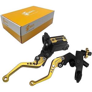 M MATI Upgrade Universal 7/8" 22mm Handlebar Brake Master Cylinder Clutch Lever Set Left & Right Motorcycle Levers Compatible with Yamaha Honda Kawasaki Suzuki Harley(Gold)