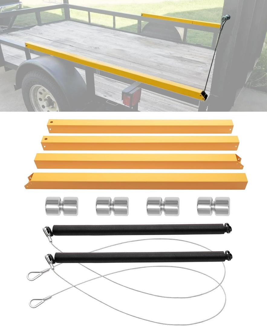 Trailer Gate Lift Assist (Upgrade), 2-Sided Trailer Tailgate Lift Assist Kit, Compatible with Utility Trailer Ramp and Tailgate, w/ 12 to 24 Inch Height Side Rail, 4 to 6 Feet Height Ramp, w/ Spring