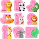 Animal Fondant Molds, Lion Rabbit Chocolate Molds, Giraffe Elephant Dinosaur Silicone Molds, Turtle Leaf Cake Decorating Molds for Cupcakes, Candy, Cookies, Soap, Candles, Epoxy, Clay Molds