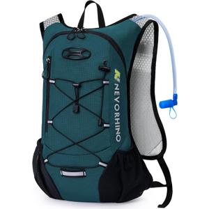 Lightweight Hydration Backpack, Running Backpack with 2L Water Bladder, Hydro Water Daypack for Cycling Hiking Rave for Men Women (Plaid Dark blue)