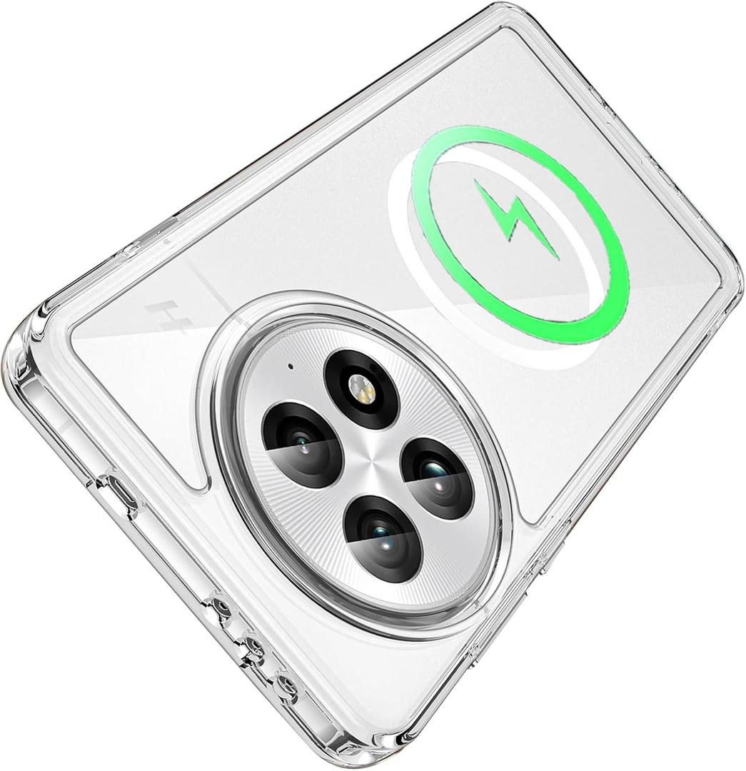 OnePlus 13 Case Clear Compatible with MagSafe, Built-in Magnetic Ring Slim Rugged Bumper Cover Shockproof (Clear)