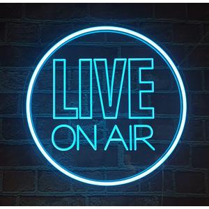 Live On Air Neon Light Sign, Round USB Powered On Air Led Light Up Sign, Dimmable Live On Air Streaming LED Sign for Tiktok, Twitch Streamer, Gamer, Game Room, Studio Decoration (Ice Blue)