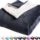 LBRO2M Sherpa Fleece Bed Blanket Queen Size Super Soft Fuzzy Plush Warm Cozy Fluffy Microfiber Couch Throw Velvet Double Reversible Luxurious Blankets,Dark Grey (Queen(90x90 Inches))