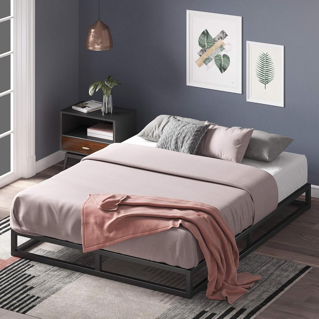 ZINUS Joseph 6 inch Metal Platform Bed Frame, Mattress Foundation, Wood Slat Support, No Box Spring Needed, Sturdy Steel Structure, Queen