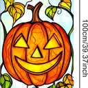 2 x Halloween Jack o Lantern Pumpkin Window Film 18 x 39 Inch Stained Glass Window Cling Decorative Privacy Film Vine Leaves Lamp for Glass Windows Fall Seasonal Decor