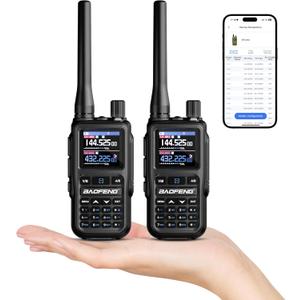BAOFENG UV-5R Mini Dual Band Ham Radio Handheld, BT APP Programming, Dual PTT, USB-C Charging, 999CH, NOAA FM Aviation Reception, Pocket Walkie Talkie for Outdoor, Emergency, Backup, Grey [2Packs]