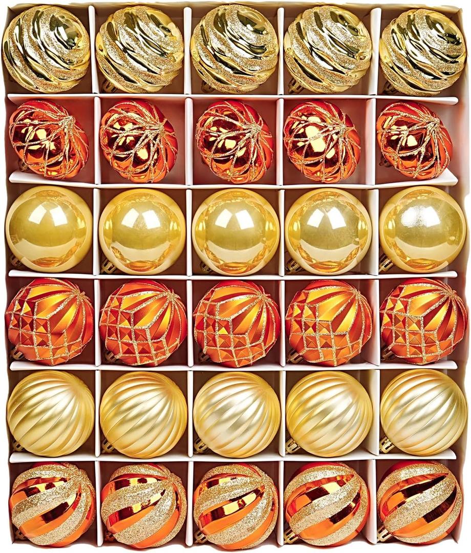 Christmas Ornaments Set 30ct Christmas Tree Decoration Ornament Balls Decor Baubles for Xmas Trees Decor Holiday Party Wedding Decoration