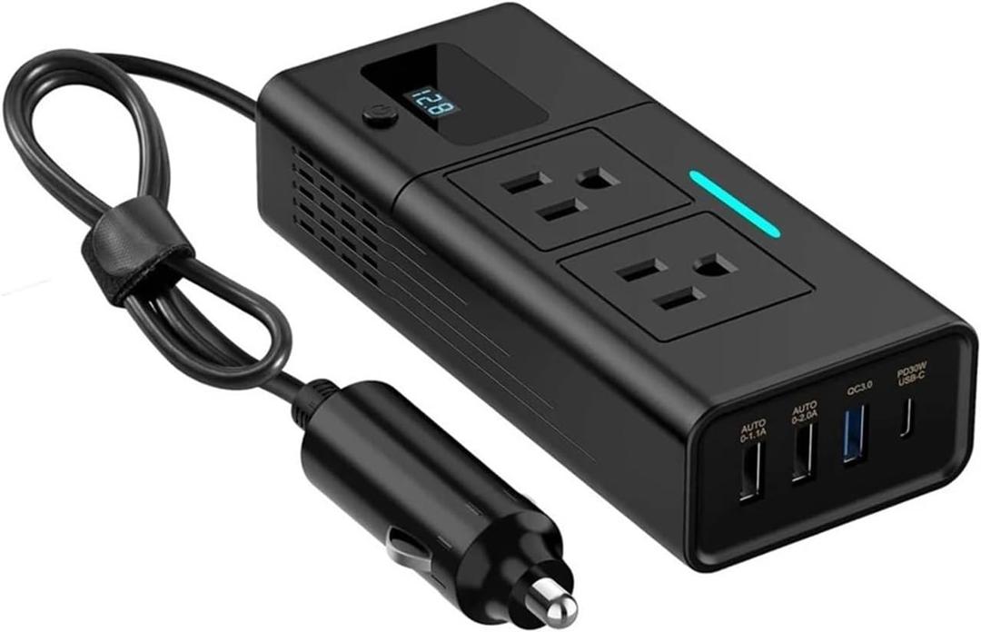 Car Converter 200W Inverter Power Converter 12V Vehicles 6 Output Ports QC 3.0 PD LCD Screen Universal