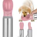 Portable Dog Water Bottle, 14 OZ, Stainless Steel Leak Proof Puppy Water Dispenser with Drinking Feeder for Pets Travel, Walking, Hiking and Outdoor Activities