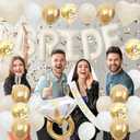 Vlipoeasn 39PCS Bachelorette Party Decorations Kit, Sand White Bride to Be Party Decorations, Bride to Be Sash & Veil, Tattoo Sticker, Foil Curtains, Balloons, Bridal Shower Party Supplies